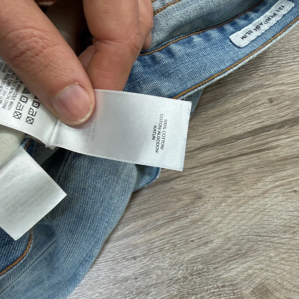 Lucky Brand 121 Heritage Slim Jeans 33x32 JEans Light Stone Wash Faded USA